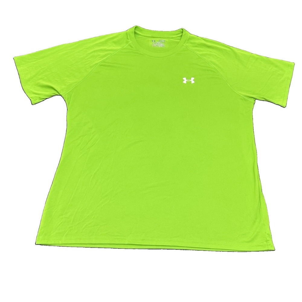 Under Armour HeatGear T-Shirt Mens XL Neon Green Fitted Short Sleeve Athletic
